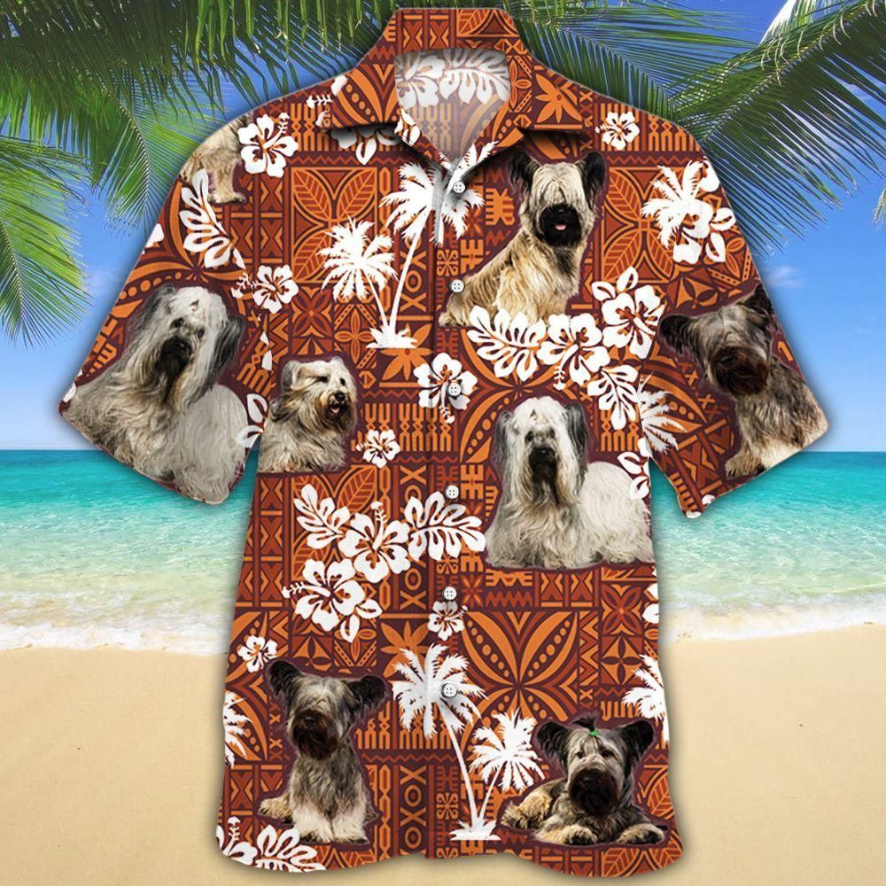 Skye Terrier Dog Lovers Red Tribal Aloha Hawaiian Shirt Colorful Short Sleeve Summer Beach Casual Shirt For Men And Women