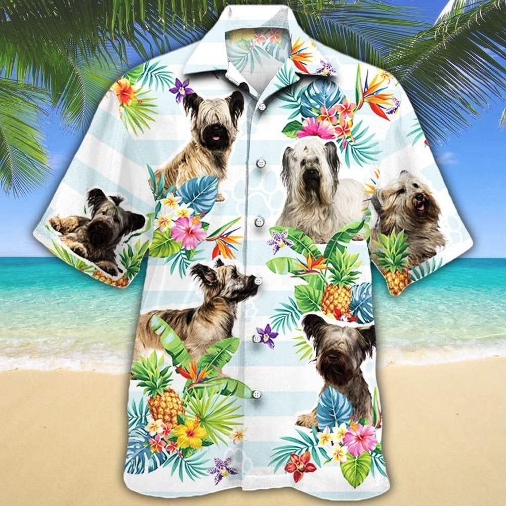 Skye Terrier Dog Lovers Tropical Flower Aloha Hawaiian Shirt Colorful Short Sleeve Summer Beach Casual Shirt For Men And Women