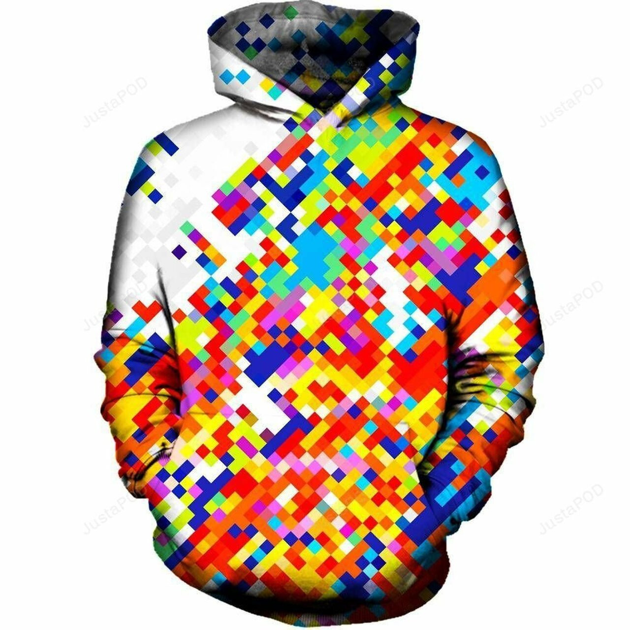 Slanted Pixels 3d All Over Printed Hoodie