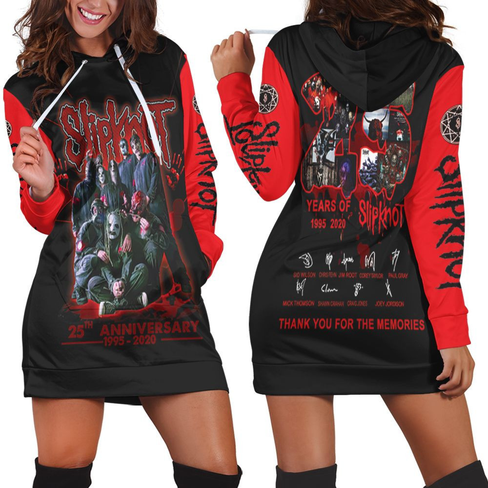 Slipknot 25th Anniversary All Members Signatures Legend For Fan 3d Hoodie Dress Sweater Dress Sweatshirt Dress