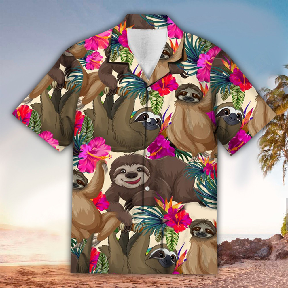 Sloth Aloha Shirt Hawaiian Shirt For Sloth Lovers Shirt For Men and Women