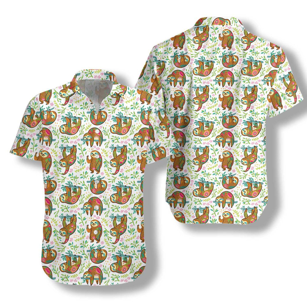 Sloth Flower Hawaiian Shirt For Men and Women