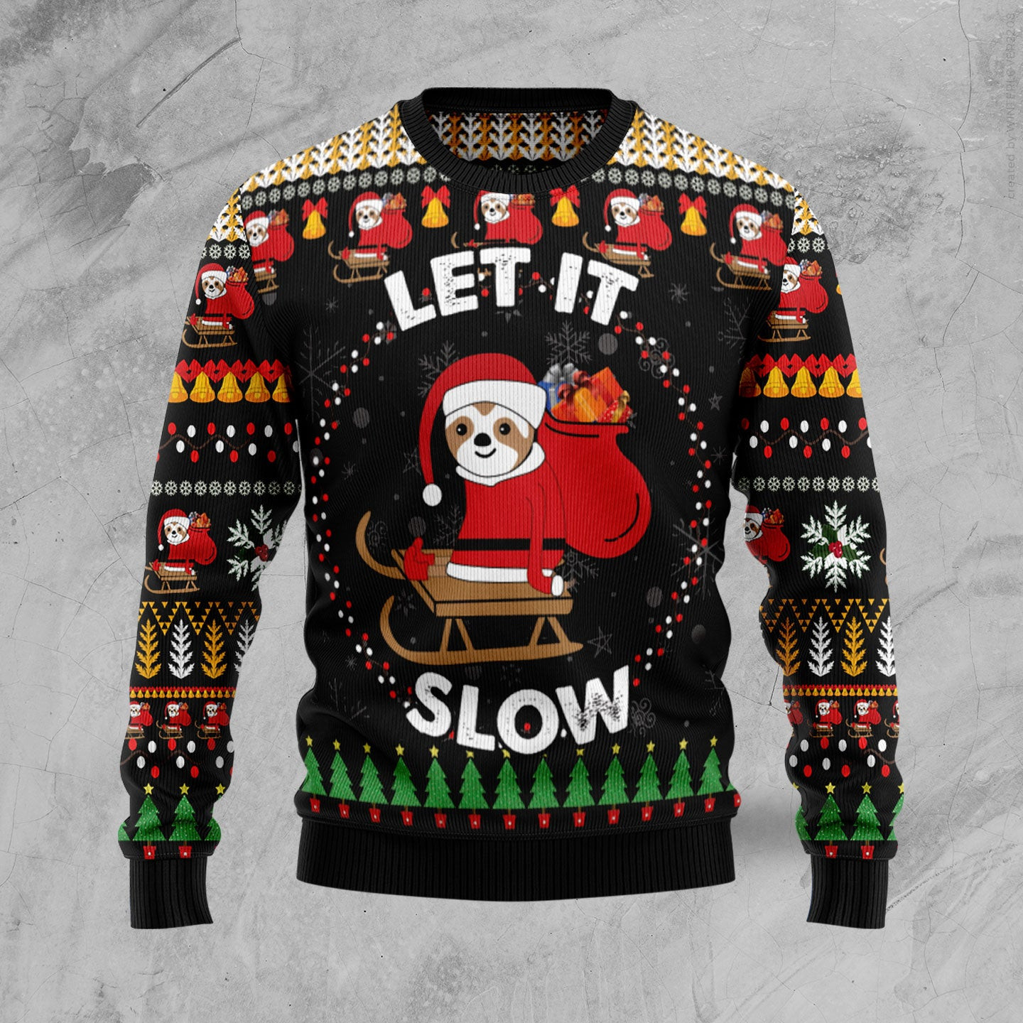 Sloth Let It Slow Ugly Christmas Sweater