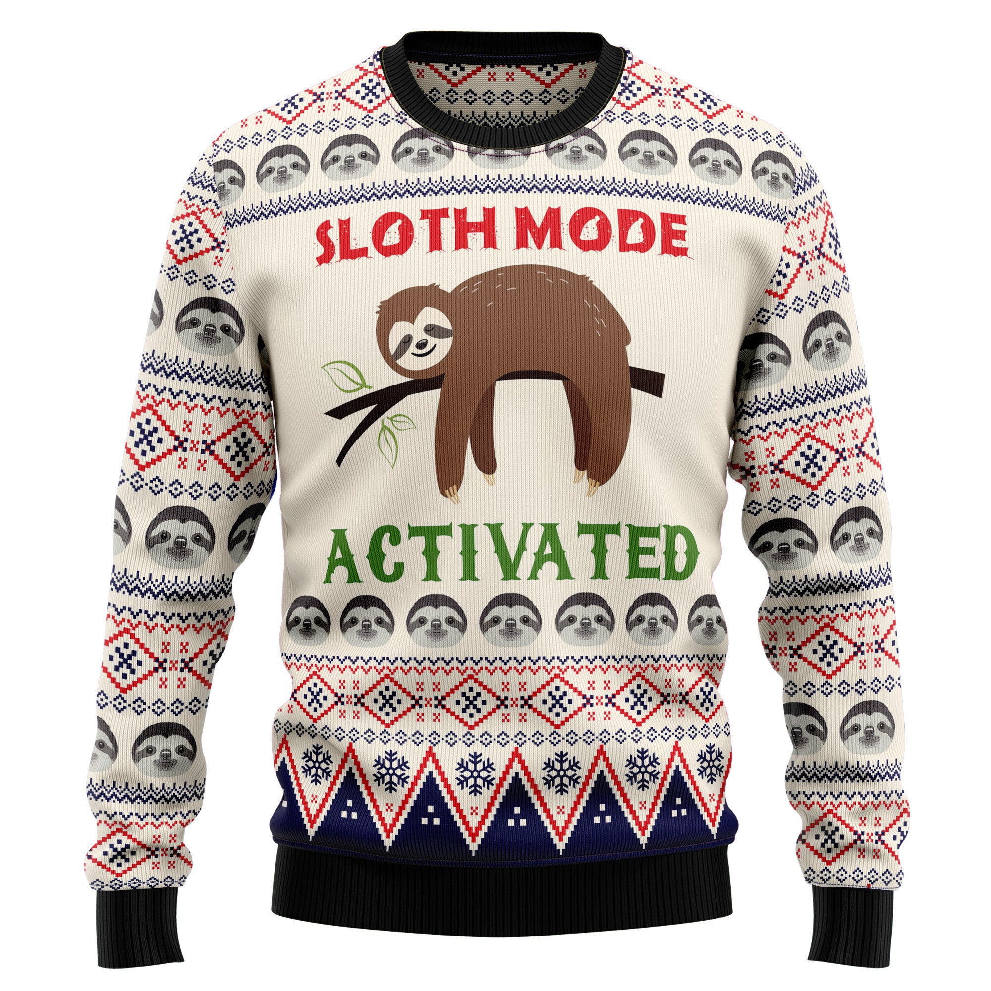 Sloth Mode Activated Ugly Christmas Sweater