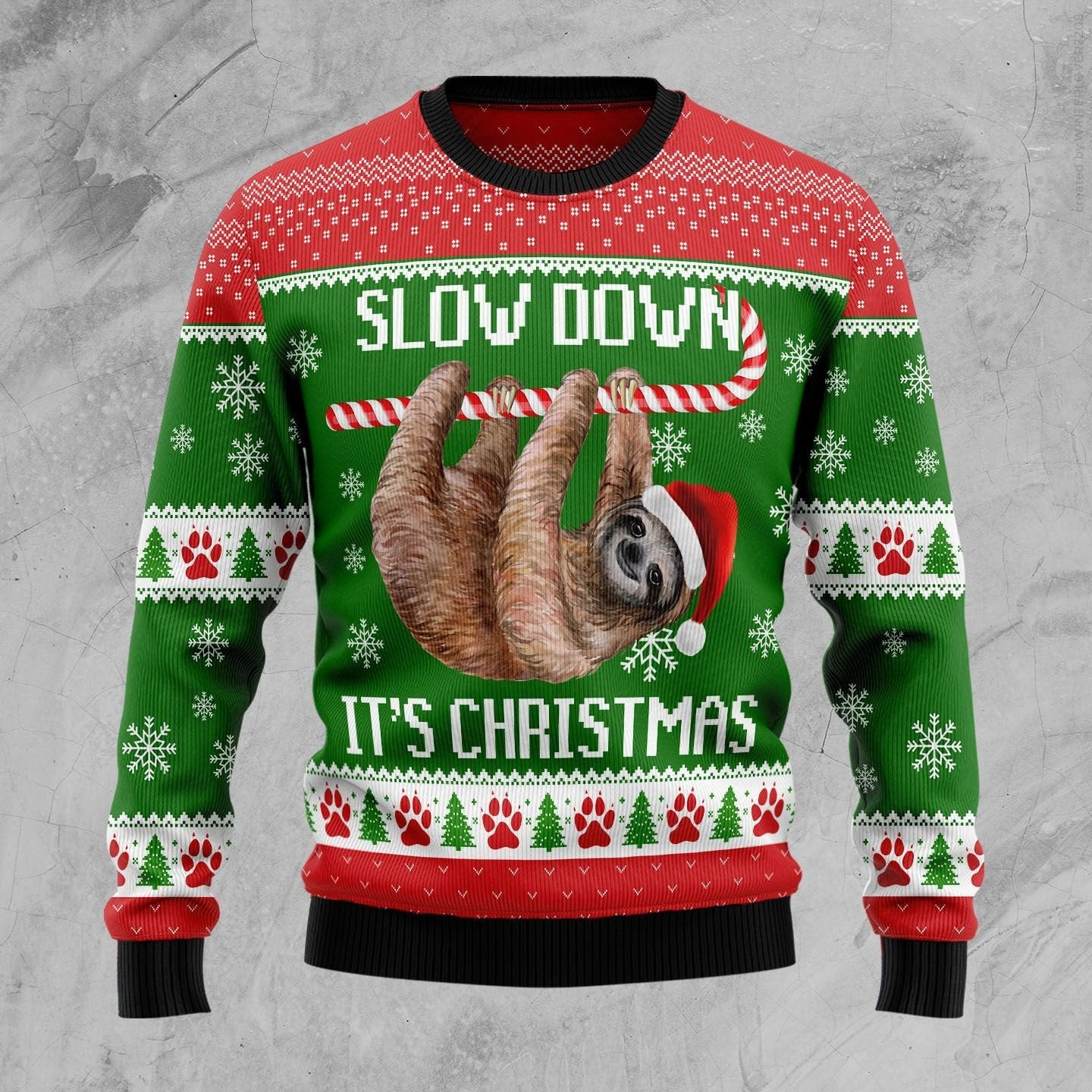 Sloth Slow Down Ugly Christmas Sweater