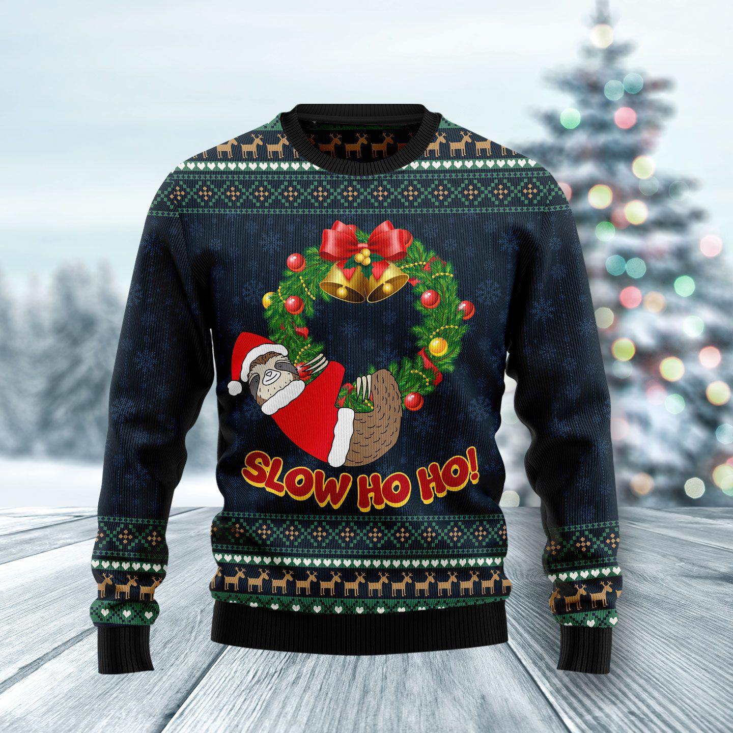 Sloth Slow Ho Ho Ugly Christmas Sweater Ugly Sweater For Men Women