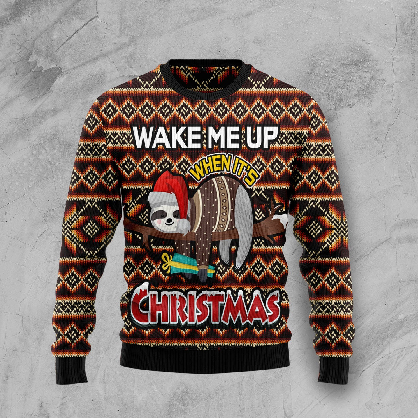 Sloth Wake Me Up When Its Christmas Ugly Christmas Sweater