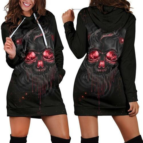 Smelting Skull Hoodie Dress Sweater Dress Sweatshirt Dress 3d All Over Print For Women Hoodie