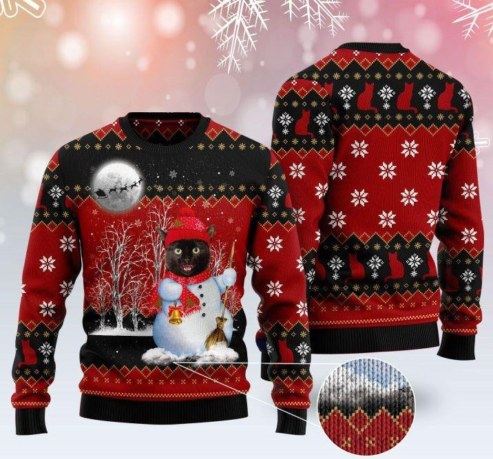 Snowman Cat Pattern Ugly Christmas Sweater