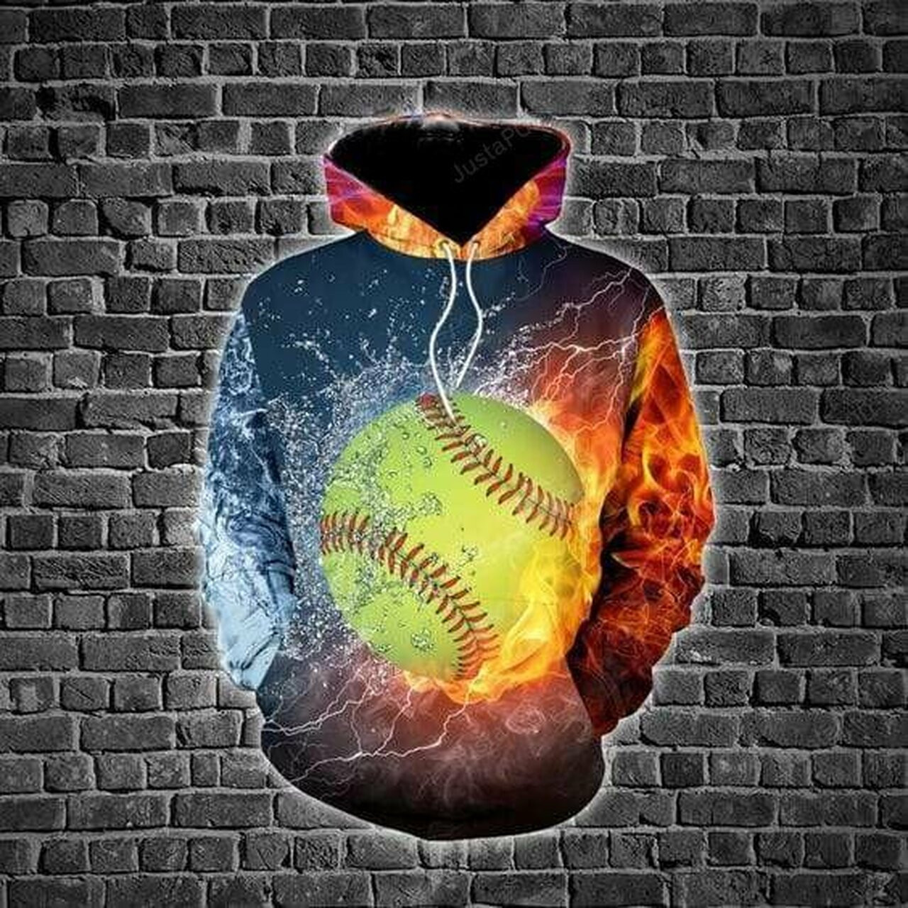 Softball Water And Fire 3d All Print Hoodie