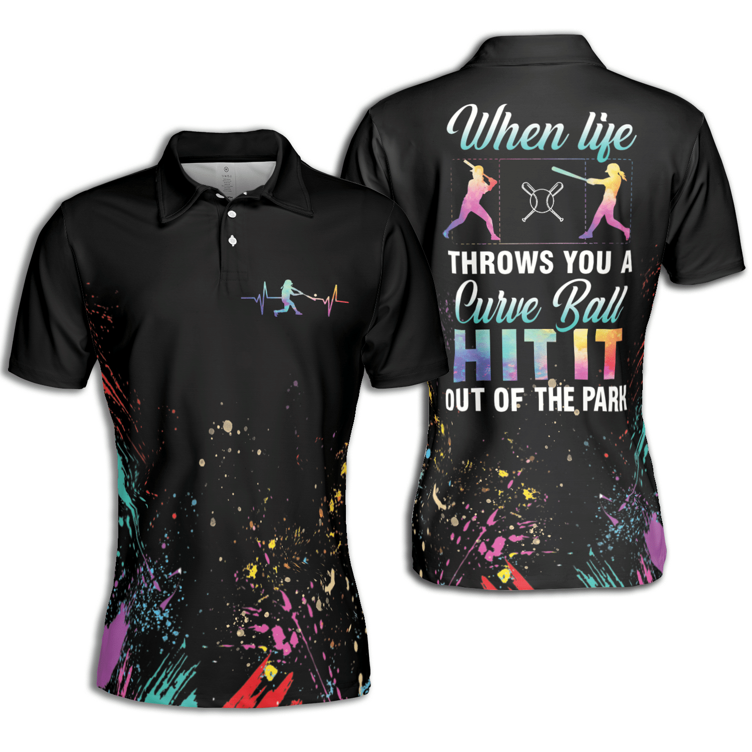 Softball When Life Throws You A Curveball Hit It Out Of The Park Short Sleeve Woman Polo Shirt