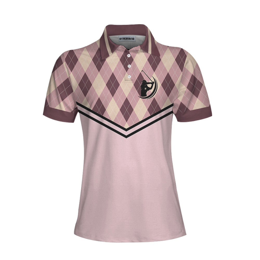 Some Girls Play Golf And Drink Too Much Short Sleeve Women Polo Shirt Funny Argyle Pattern Golf Shirt For Ladies