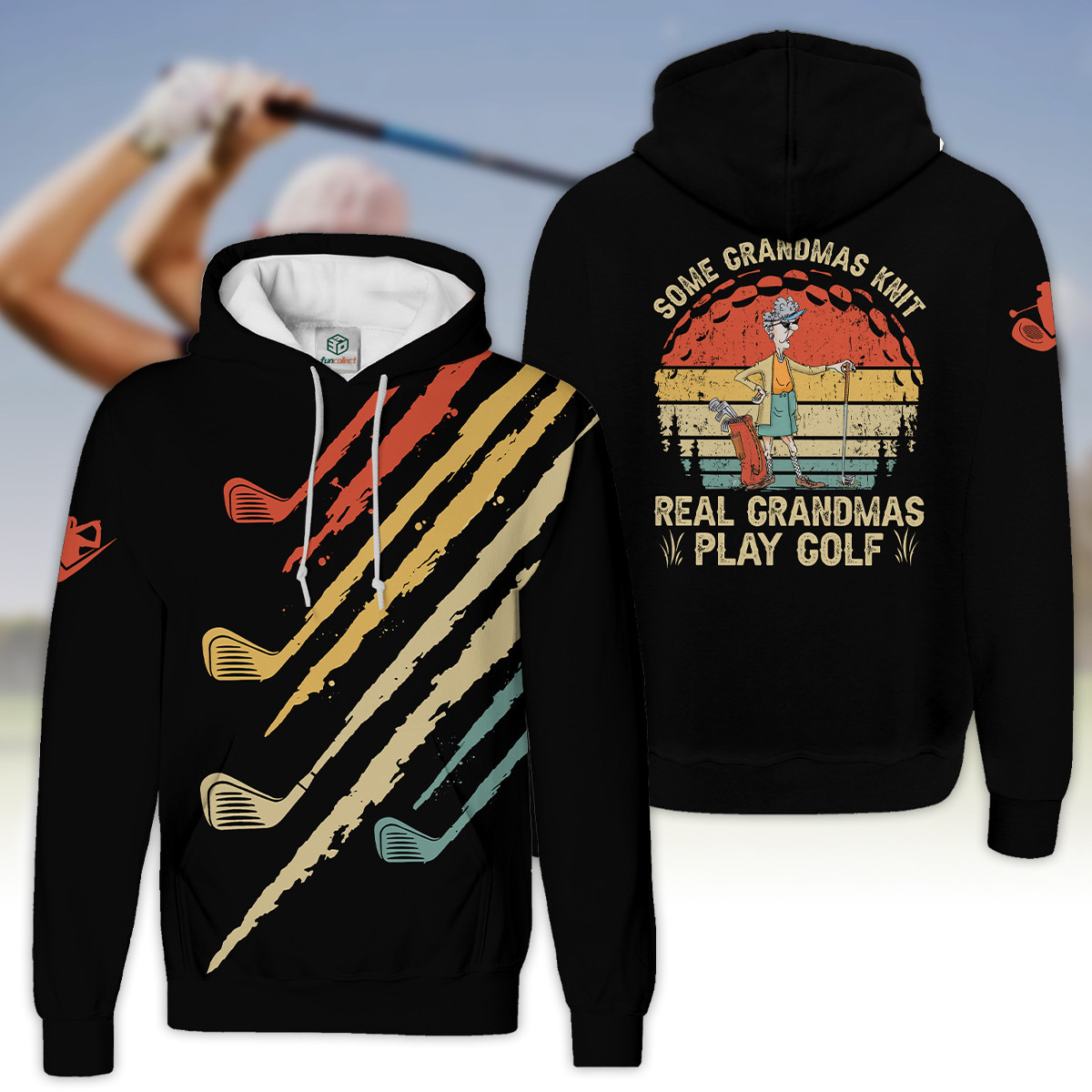 Some Grandmas Knit Real Grandmas Play Golf Vintage Gift Hoodie Zipper Hoodie Shirt
