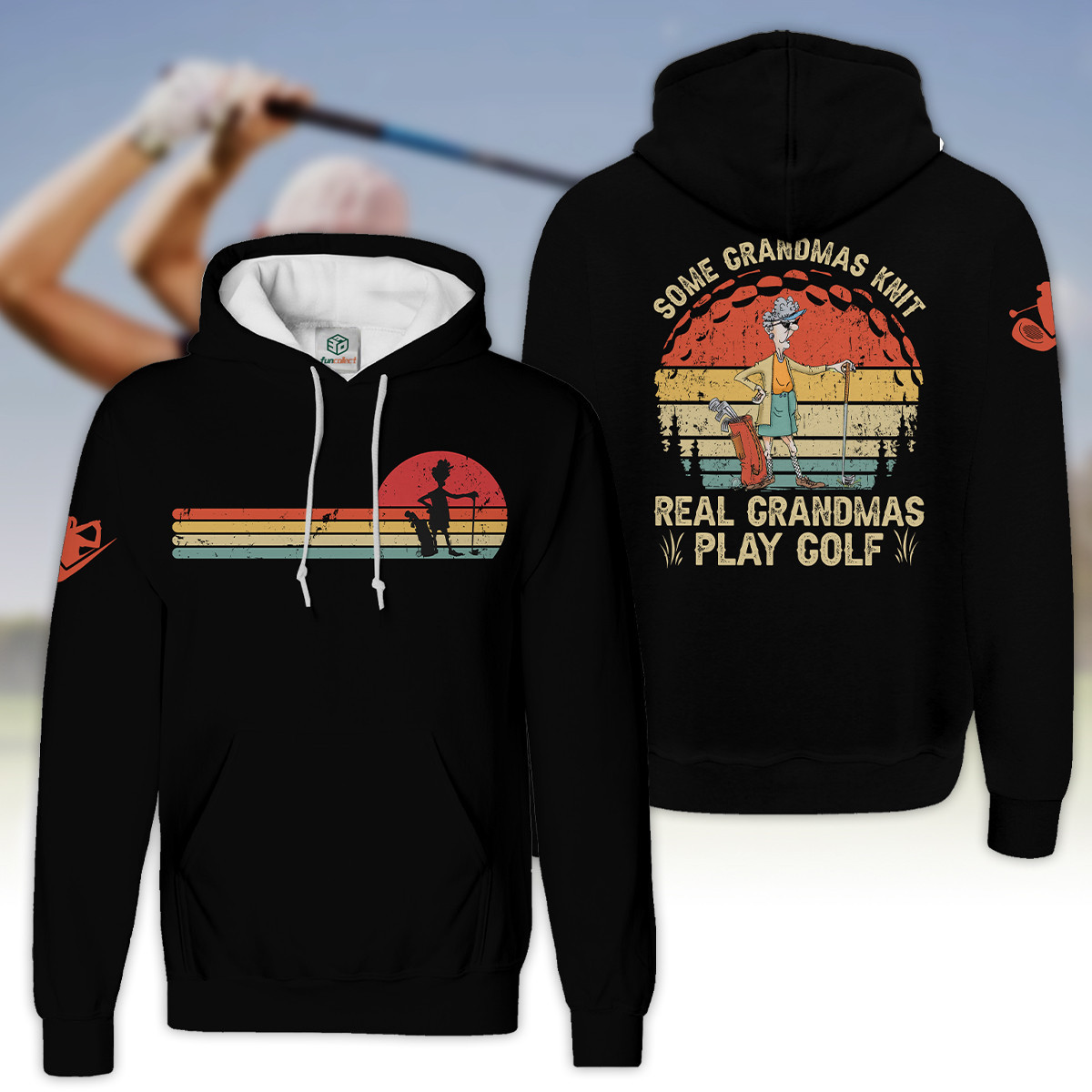 Some Grandmas Knit Real Grandmas Play Golf Vintage V2 Gift Hoodie Zipper Hoodie Shirt