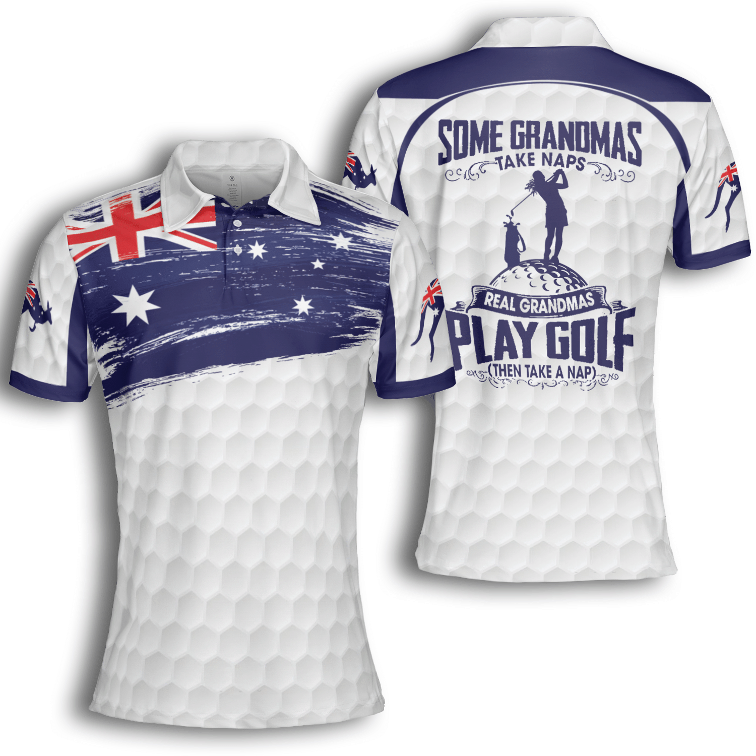 Some Grandmas Take Naps Real Grandmas Play Golf Australia Flag Short Sleeve Woman Polo Shirt