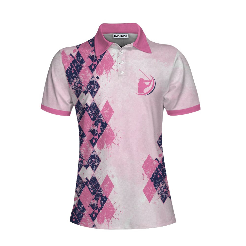 Sometimes It Takes Balls To Be A Women Golf Girl Short Sleeve Women Polo Shirt Pink Argyle Pattern Golf Shirt For Women