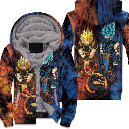 Songoku Sub Zero Vegeta Scorpion Dragon Ball Mortal Kombat 3D Fleece Hoodie