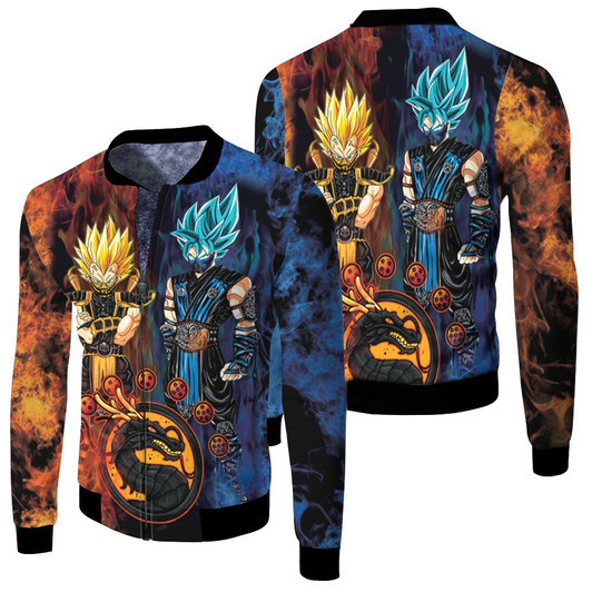 Songoku Sub Zero Vegeta Scorpion Dragon Ball Mortal Kombat Fleece Bomber Jacket