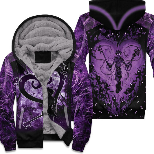 Sora Heartless Kingdom Hearts Shadow Purple 3D Fleece Hoodie