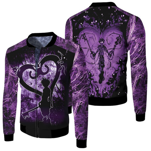 Sora Heartless Kingdom Hearts Shadow Purple Fleece Bomber Jacket