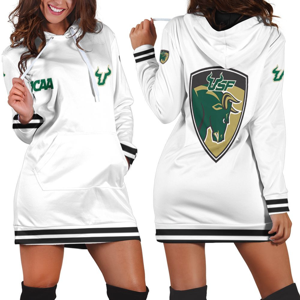 South Florida Bulls Ncaa Classic White With Mascot Logo Gift For South Florida Bulls Fans Hoodie Dress Sweater Dress Sweatshirt Dress