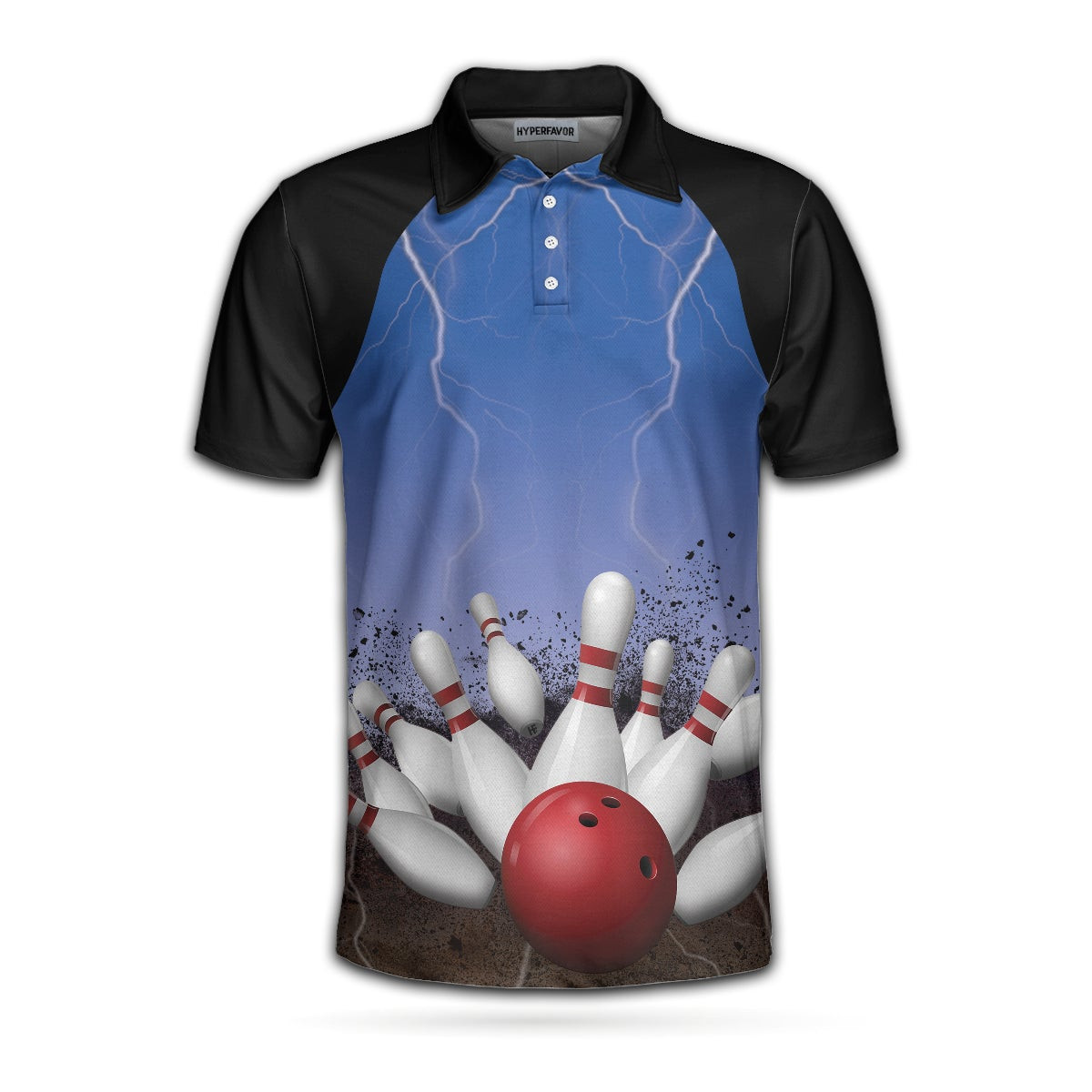 Spare No One Bowling Polo Shirt Black And Blue Tenpin Bowling Shirt For Men Cool Bowling Gift Idea