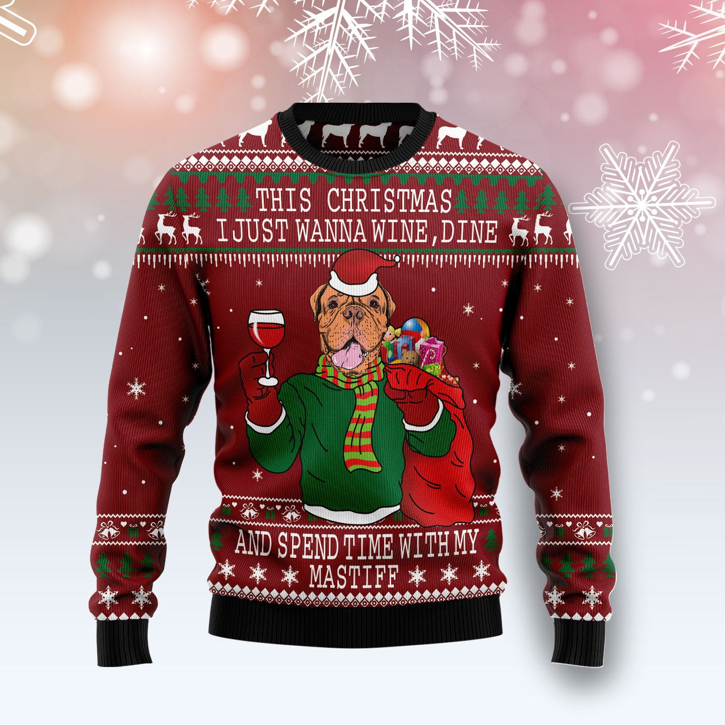 Spend Time With My Mastiff Ugly Christmas Sweater