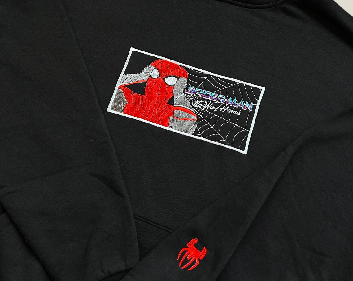 Spiderman No Way Home Embroidered Hoodie Spiderman Embroidered Sweatshirt Spiderman Embroidery Spiderman Hoodies Peter Parker Sweatshirt