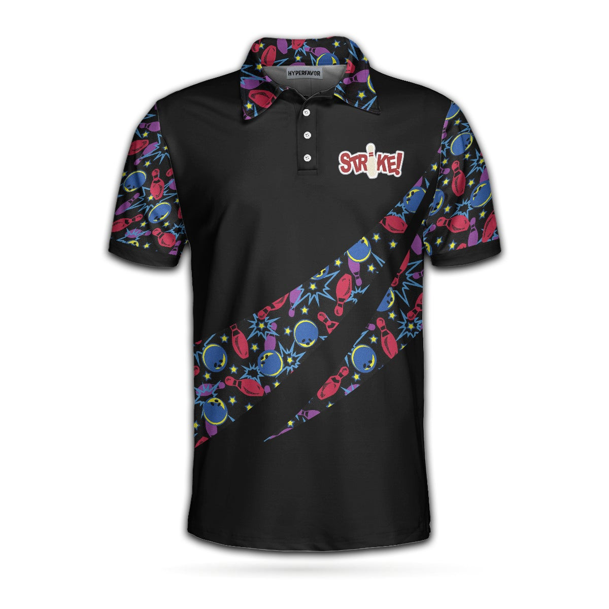 Split Happen Polo Shirt Bowling Ball  Pin Seamless Pattern Bowling Shirt For Men