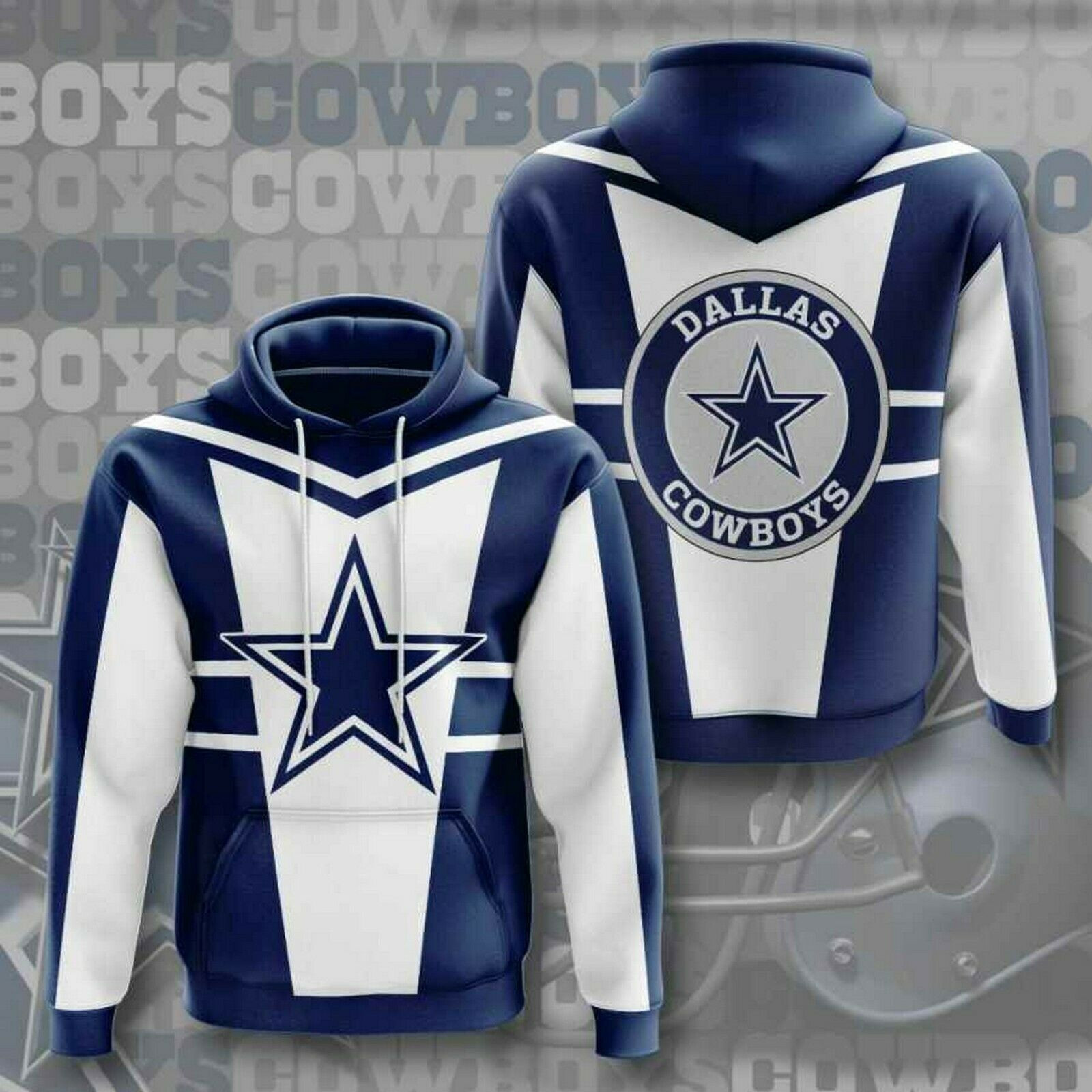 Sports American Football Dallas Cowboys Hoodie 3D All Over Printed Size S