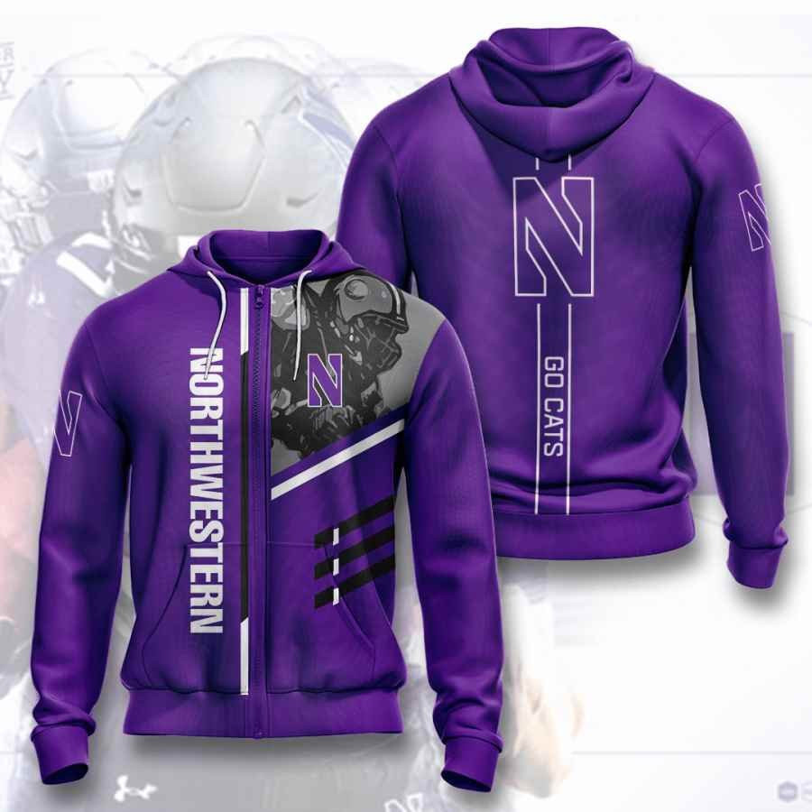 Sports American Football Ncaaf Northwestern Wildcats Usa 261 Hoodie 3D