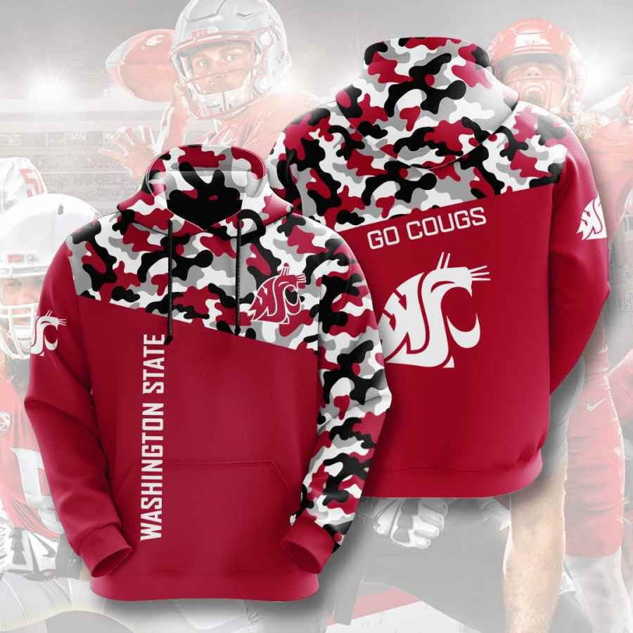 Sports American Football Ncaaf Washington State Cougars Usa 353 Hoodie 3D