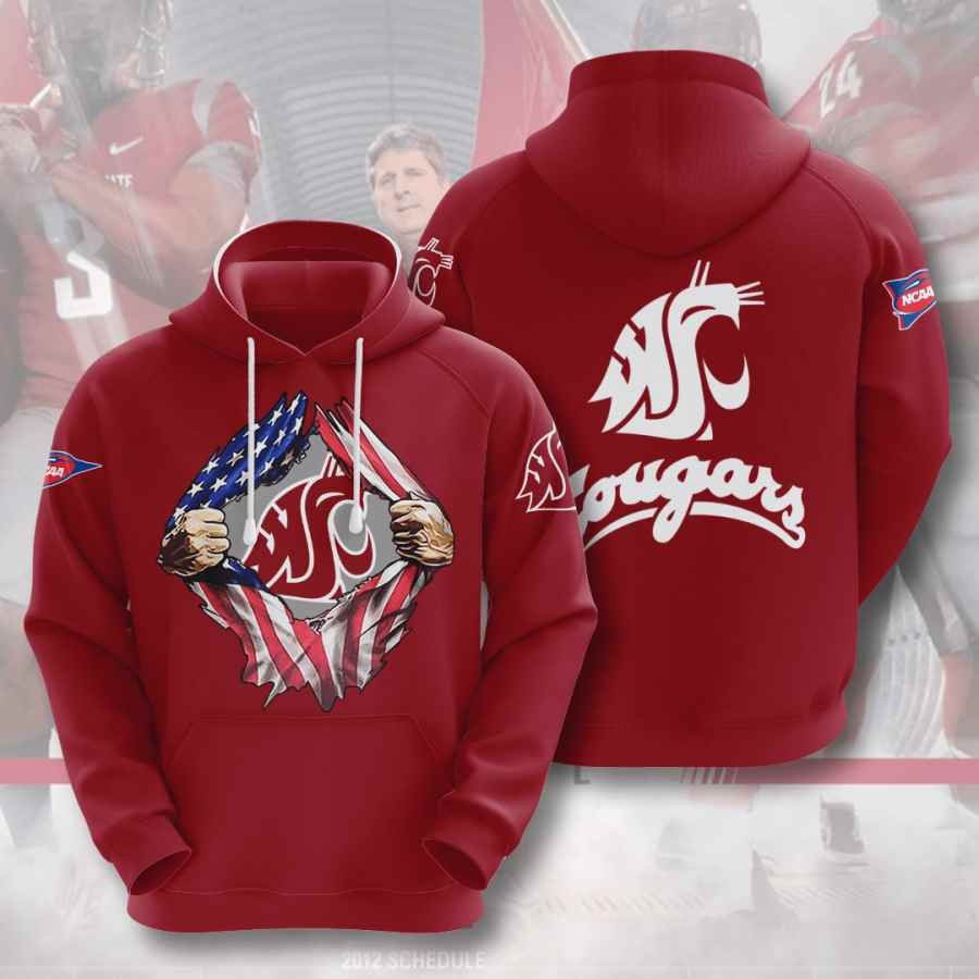 Sports American Football Ncaaf Washington State Cougars Usa 354 Hoodie 3D