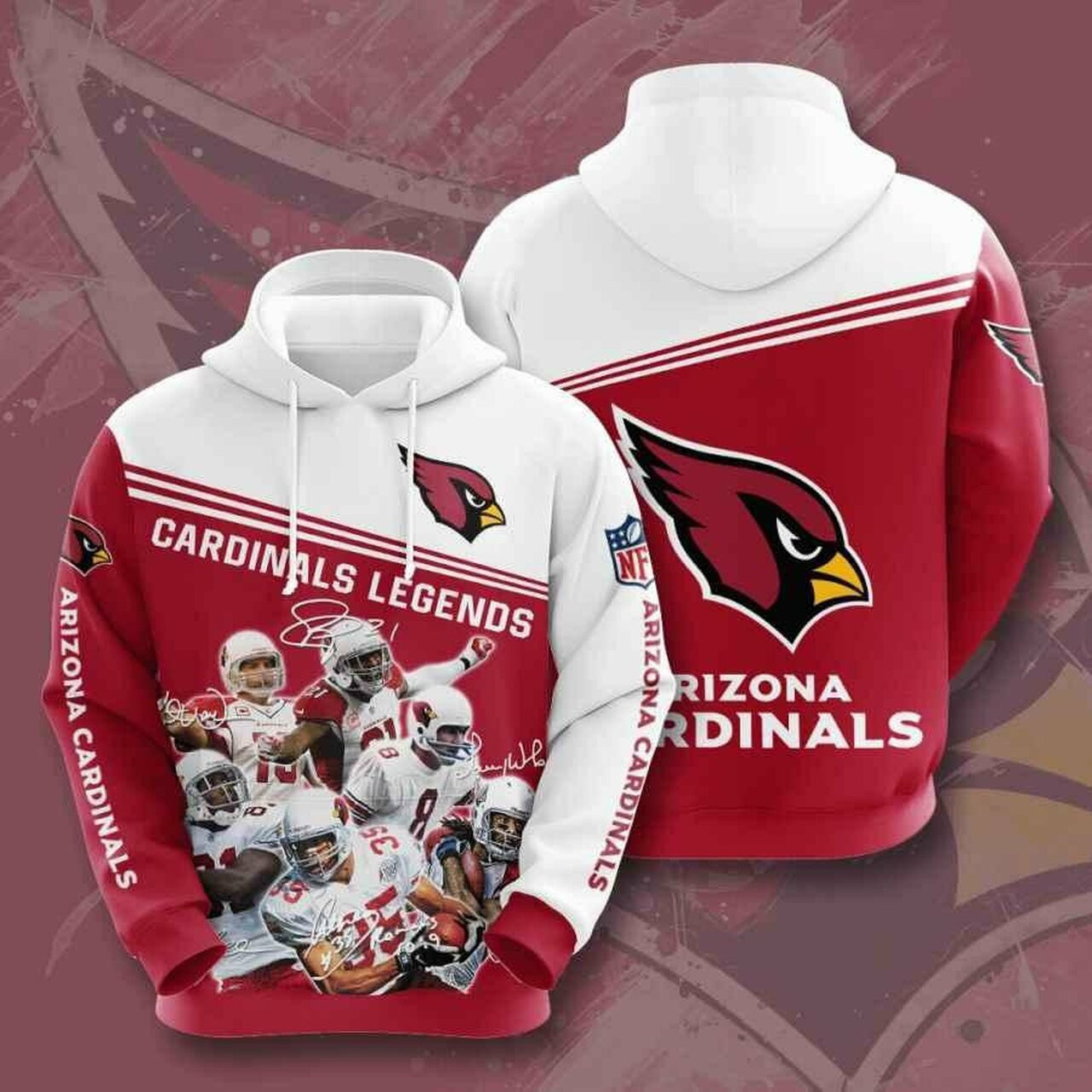 Sports American Football Nfl Arizona Cardinals 3d All Over Print Hoodie