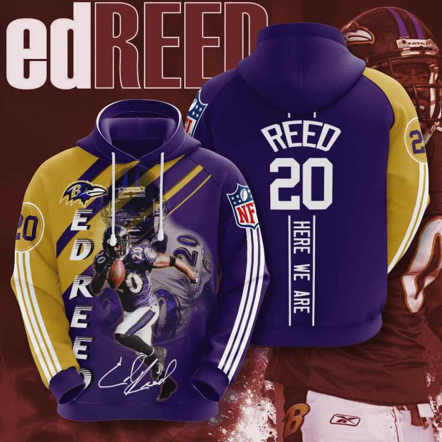 Sports American Football Nfl Baltimore Ravens Ed Reed Usa 954 Hoodie 3D