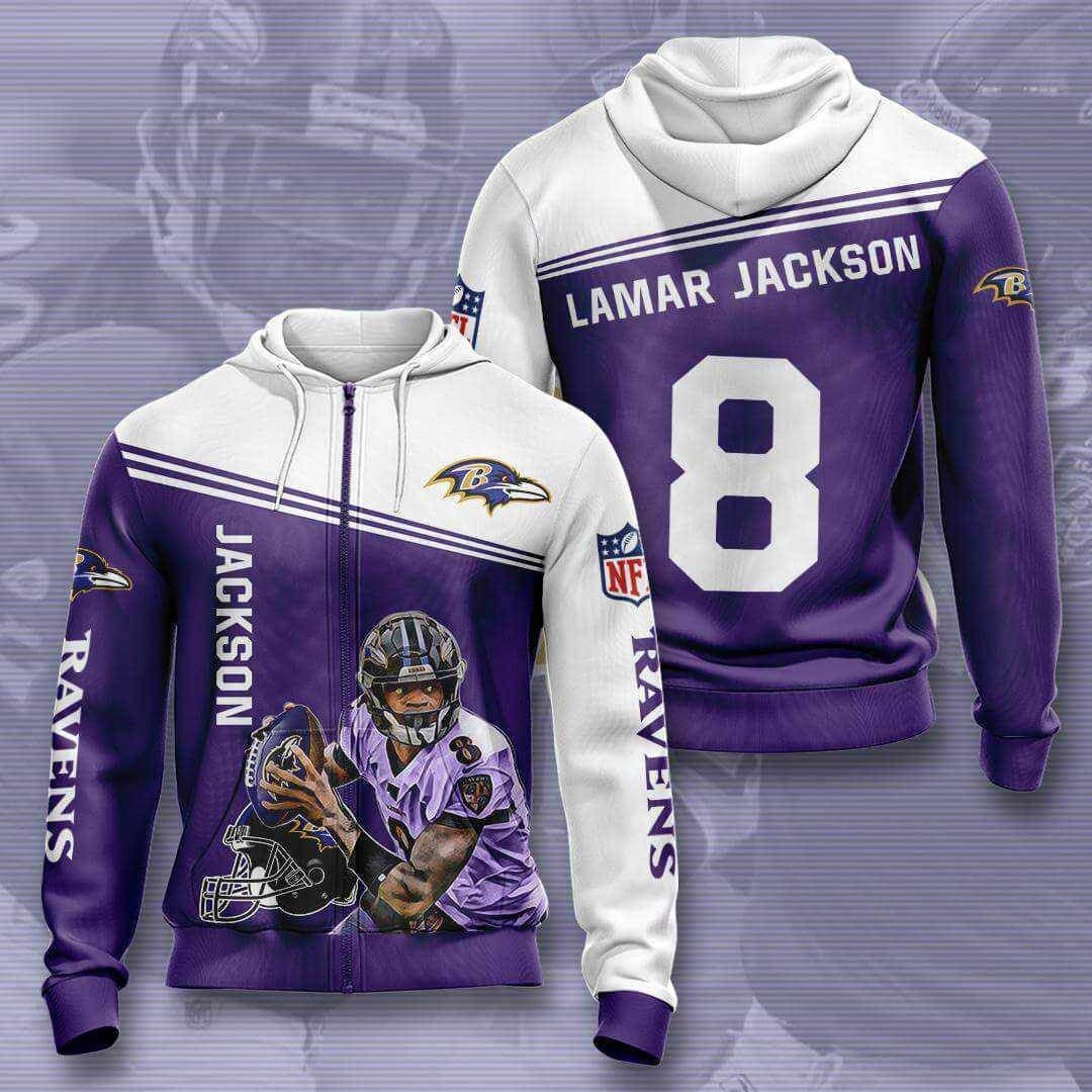 Sports American Football Nfl Baltimore Ravens Lamar Jackson Usa 732 Hoodie 3D