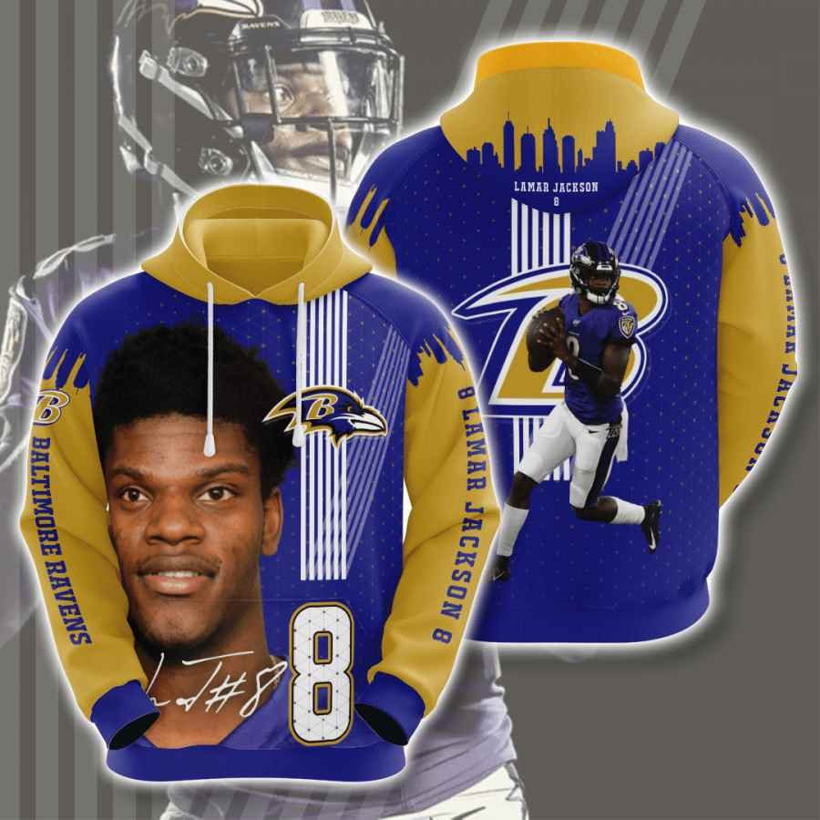 Sports American Football Nfl Baltimore Ravens Lamar Jackson Usa 957 Hoodie 3D