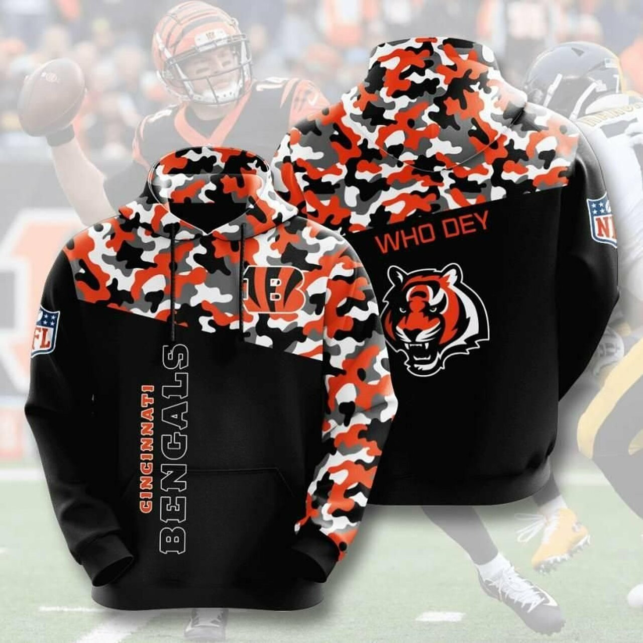 Sports American Football Nfl Cincinnati Bengals 3d All Over Print Hoodie