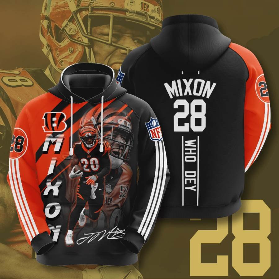 Sports American Football Nfl Cincinnati Bengals Joe Mixon Usa 977 Hoodie 3D