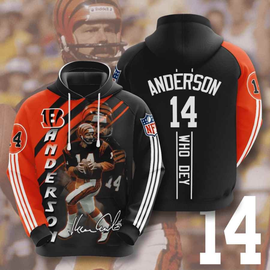 Sports American Football Nfl Cincinnati Bengals Ken Anderson Usa 978 Hoodie 3D