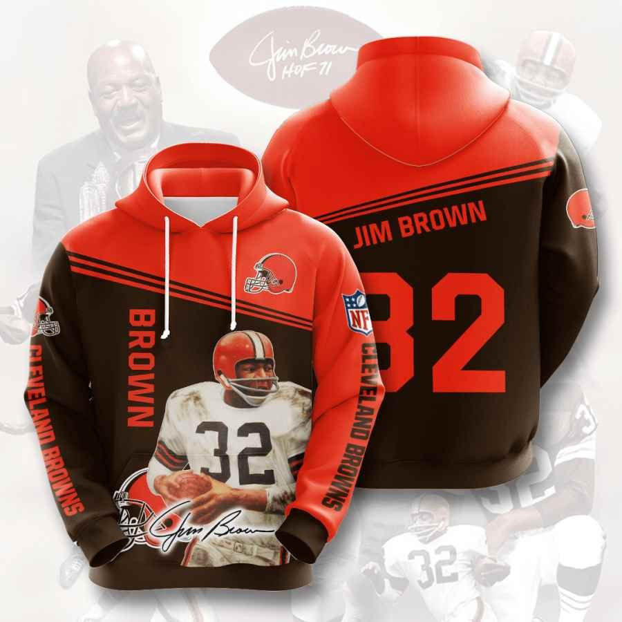 Sports American Football Nfl Cleveland Browns Jim Brown Usa 719 Hoodie 3D