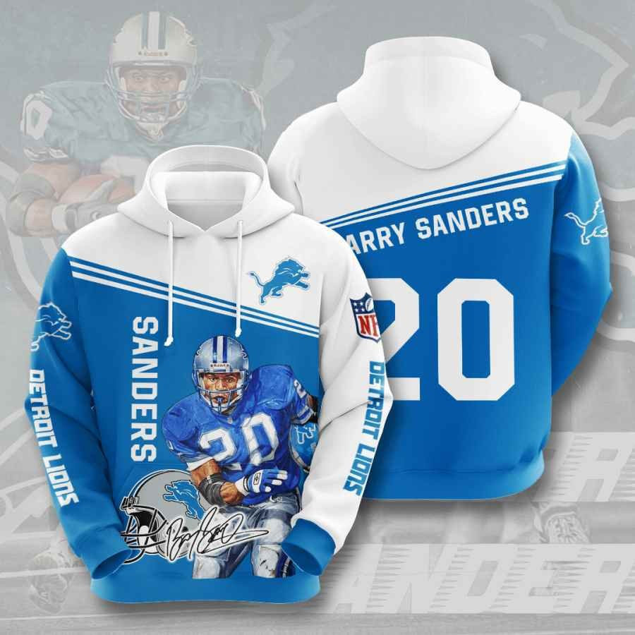 Sports American Football Nfl Detroit Lions Barry Sanders Usa 740 Hoodie 3D