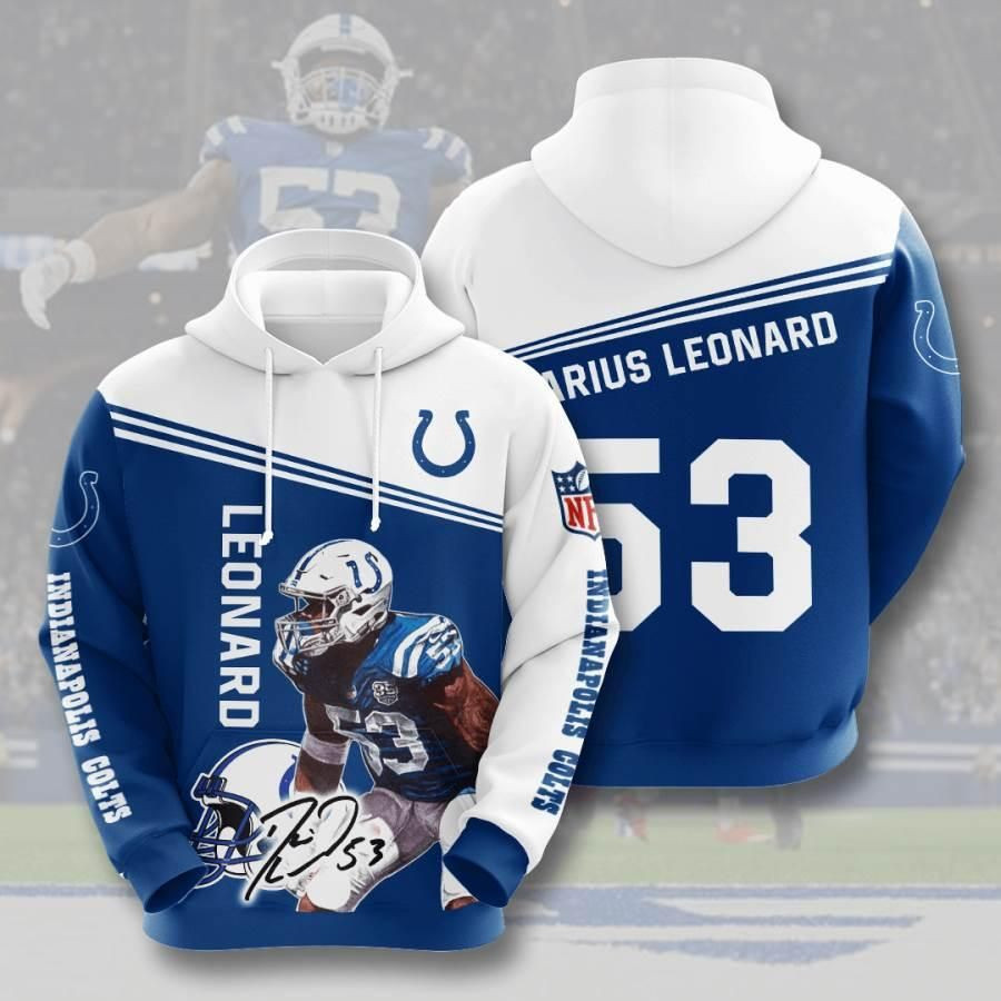 Sports American Football Nfl Indianapolis Colts Darius Leonard Usa 764 Hoodie 3D Size S to 5XL