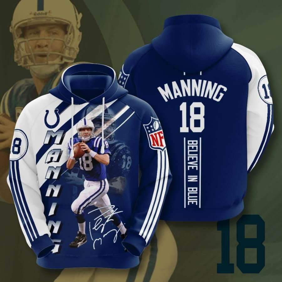 Sports American Football Nfl Indianapolis Colts Peyton Manning Usa 1057 Hoodie 3D Size S to 5XL