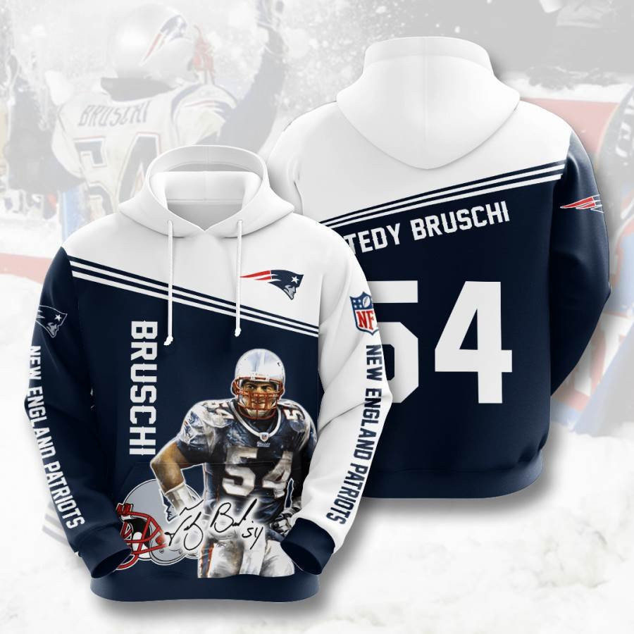 Sports American Football Nfl New England Patriots Tedy Bruschi Usa 835 Hoodie 3D