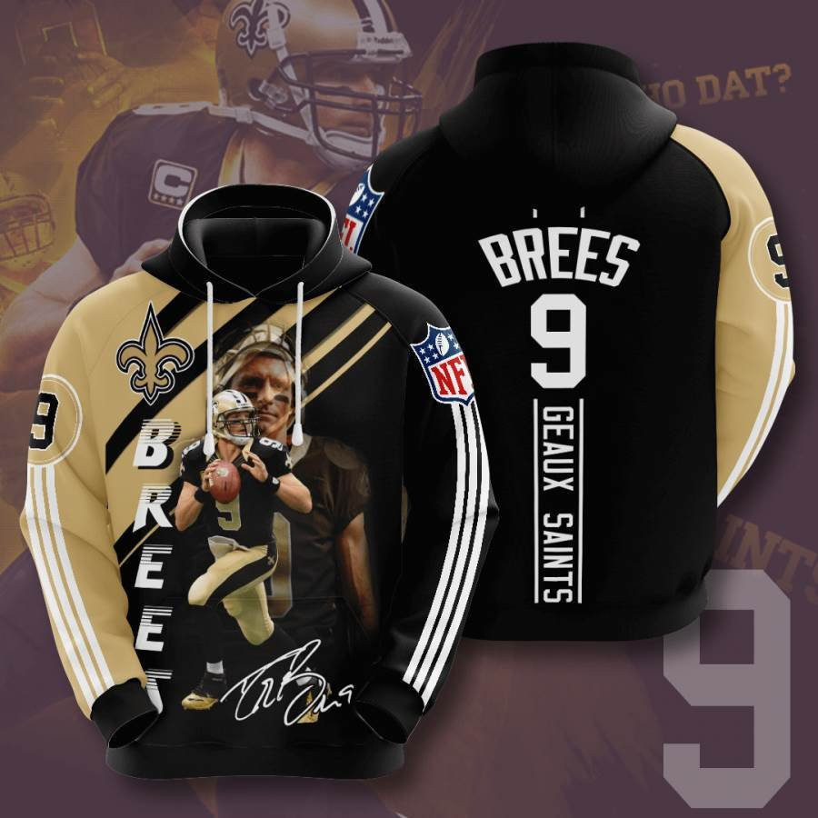 Sports American Football Nfl New Orleans Saints Drew Brees Usa 1146 Hoodie 3D