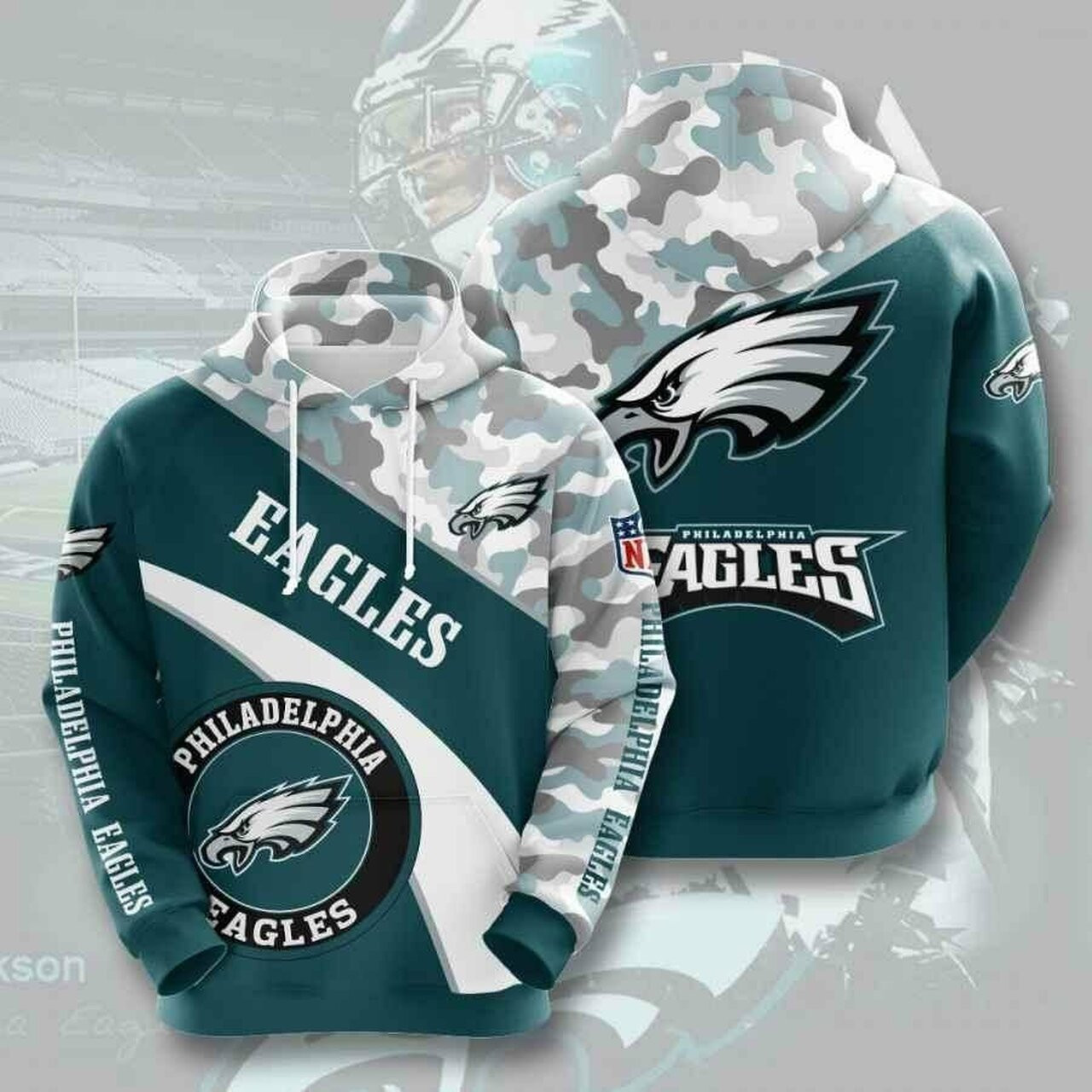 Sports American Football Nfl Philadelphia Eagles Usa 623 3d All Over Print Hoodie