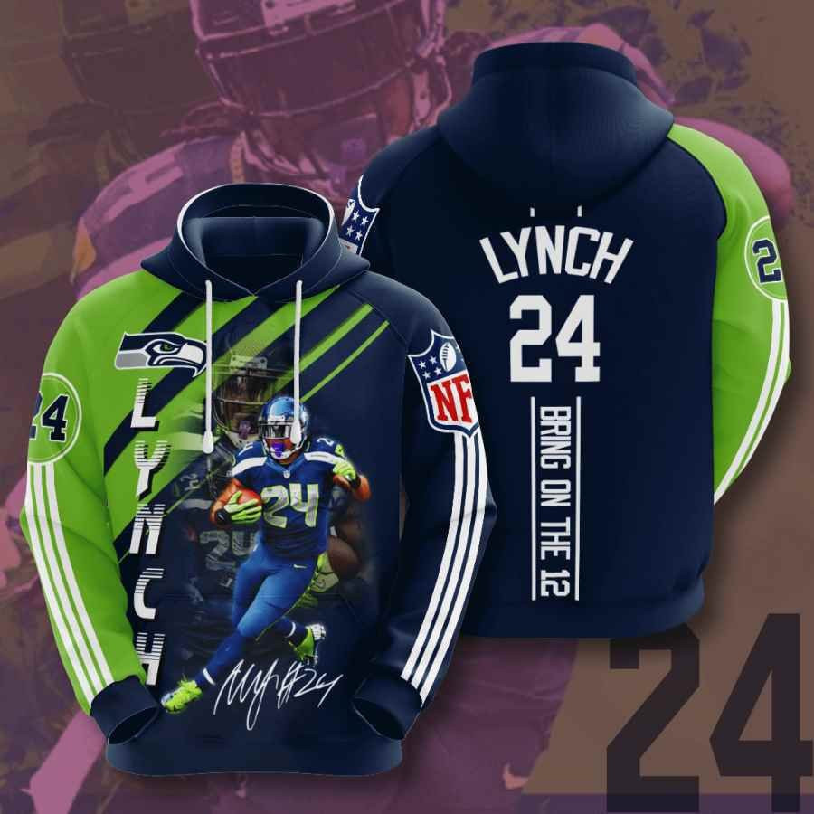 Sports American Football Nfl Seattle Seahawks Marshawn Lynch Usa 1225 Hoodie 3D