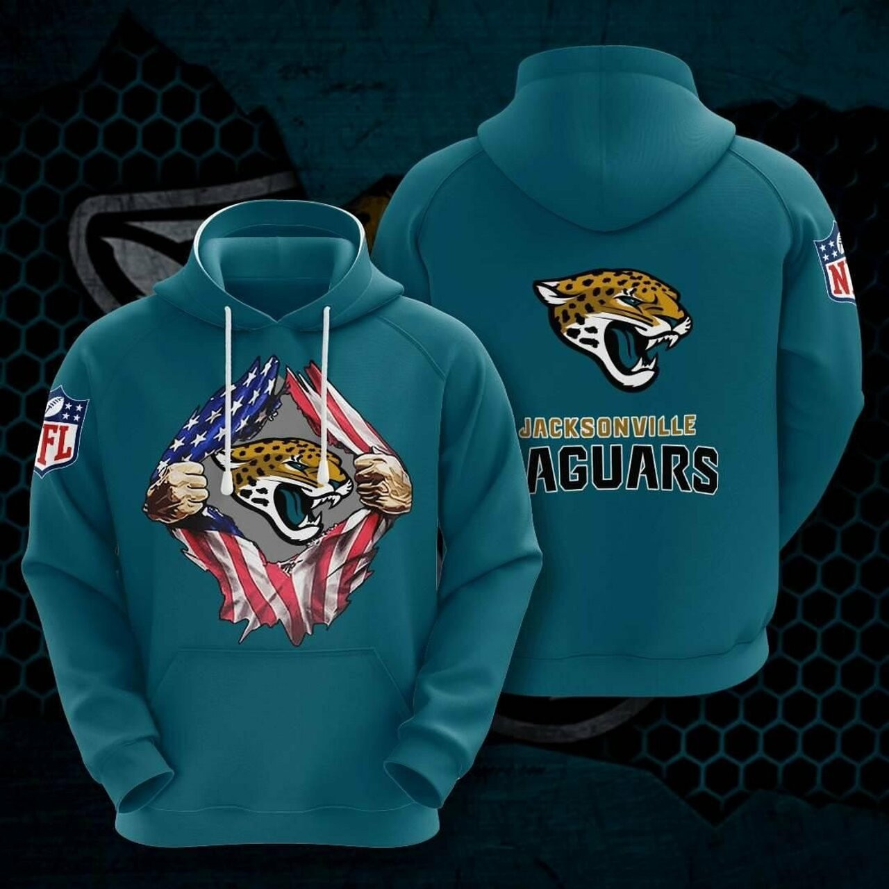 Sports American Nfl Jacksonville Jaguars 3d All Over Print Hoodie