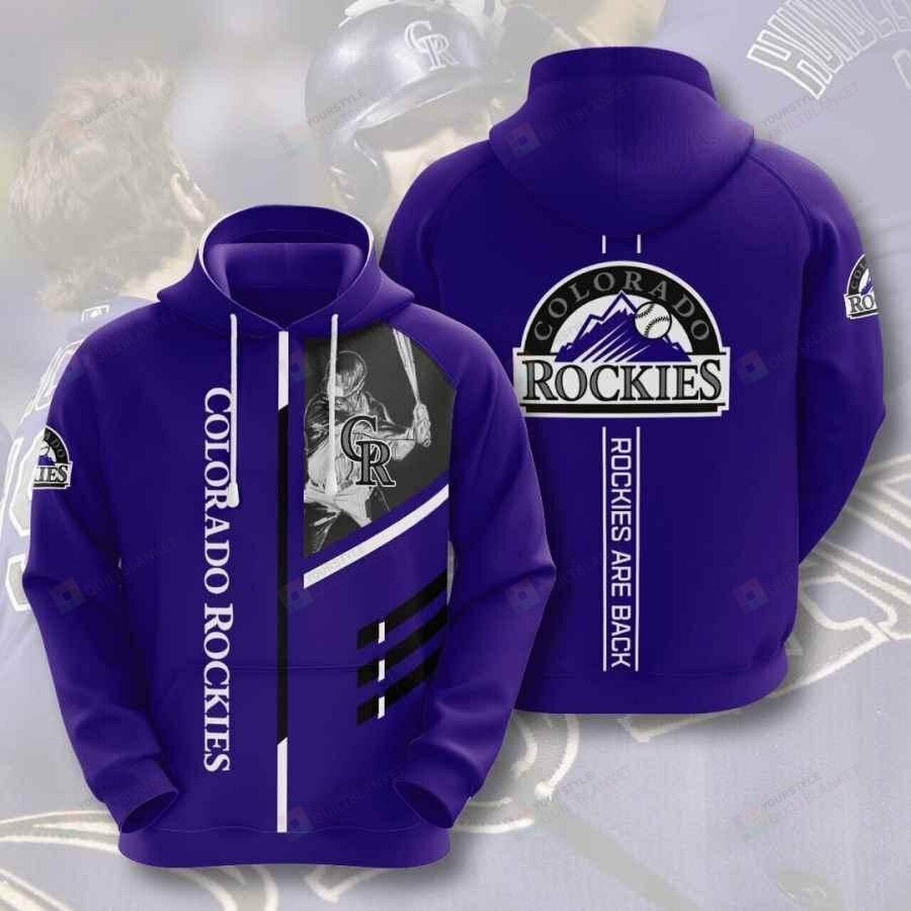 Sports Baseball Mlb Colorado Rockies 3d All Over Print Hoodie